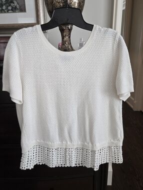 Sachin Babi Crochet Knit Top, Sz L, Cream